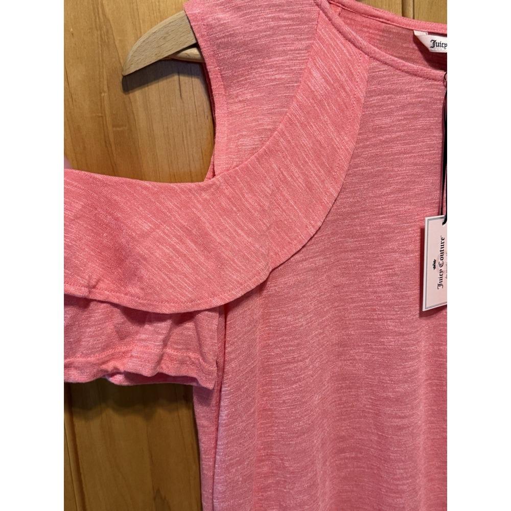 JUICY COUTURE NWT Peek A Boo Shoulder Coral Color Size Med Ruffle - Picture 3 of 5